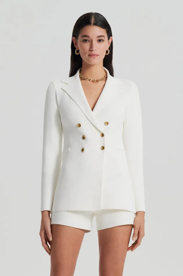 Jackets Scanlan Theodore Women CREPE KNIT GOLD BUTTON JACKET CREAM Jackets Scanlan Theodore Women CREPE KNIT GOLD BUTTON JACKET CREAM