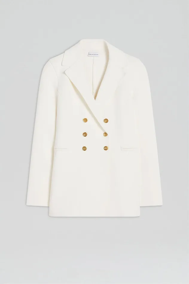 Jackets Scanlan Theodore Women CREPE KNIT GOLD BUTTON JACKET CREAM Jackets Scanlan Theodore Women CREPE KNIT GOLD BUTTON JACKET CREAM