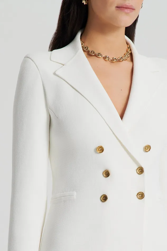 Jackets Scanlan Theodore Women CREPE KNIT GOLD BUTTON JACKET CREAM Jackets Scanlan Theodore Women CREPE KNIT GOLD BUTTON JACKET CREAM