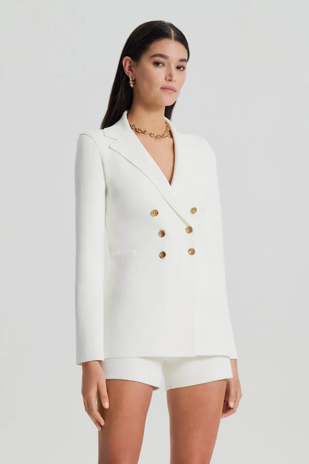 Jackets Scanlan Theodore Women CREPE KNIT GOLD BUTTON JACKET CREAM Jackets Scanlan Theodore Women CREPE KNIT GOLD BUTTON JACKET CREAM