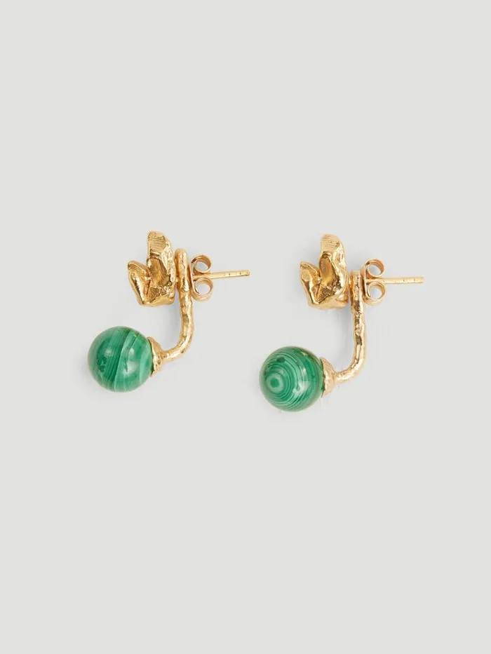 Jewellery WomenMen Holzweiler Meya Gold Malachite Earrings Gold Plated