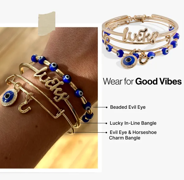 Jewelry Sets Women Alex And Ani Evil Eye Bangles Set Of 3 Gold