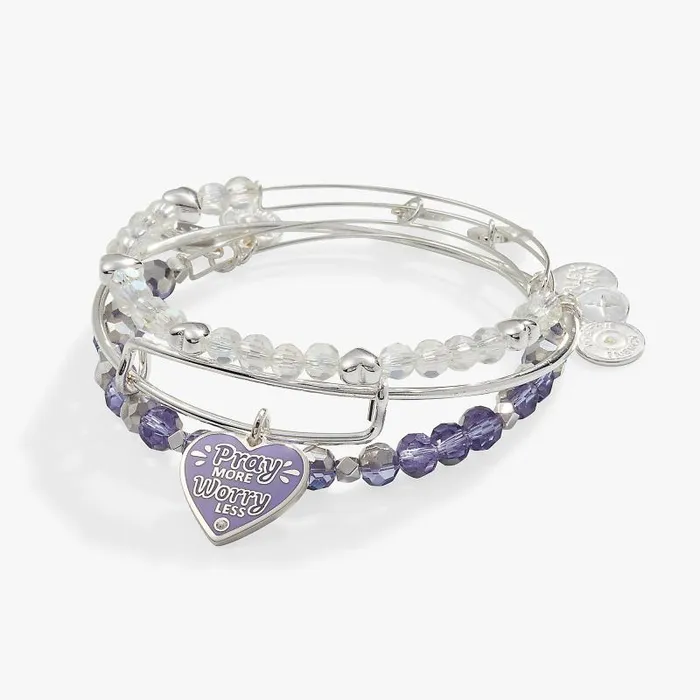 Jewelry Sets Women Alex And Ani Pray More Worry Less Bangle Set Silver