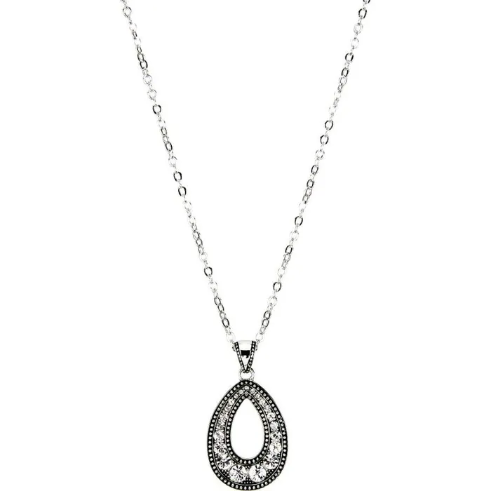 Jewelry Women Justin Boots Oval Pendant Necklace Silver 040grey041