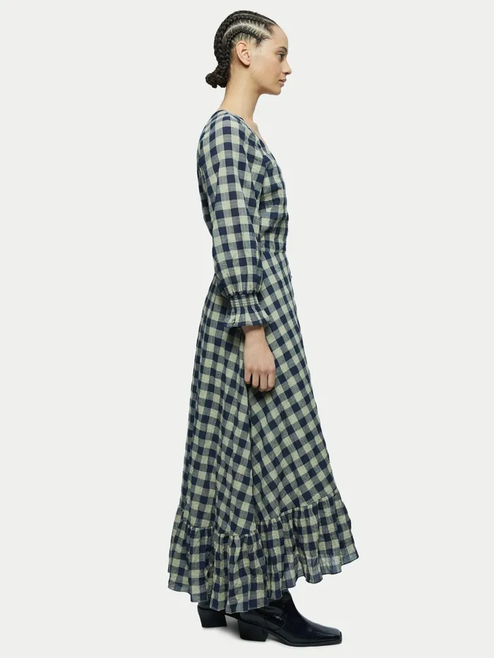 Jigsaw Dresses and Jumpsuits Women Cotton Gingham Wrap Maxi Dress Blue