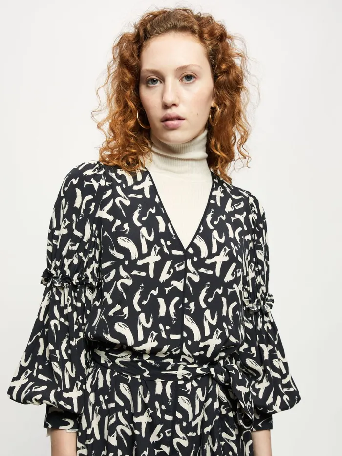Jigsaw Dresses and Jumpsuits Women Dash Print Short Belted Dress Black