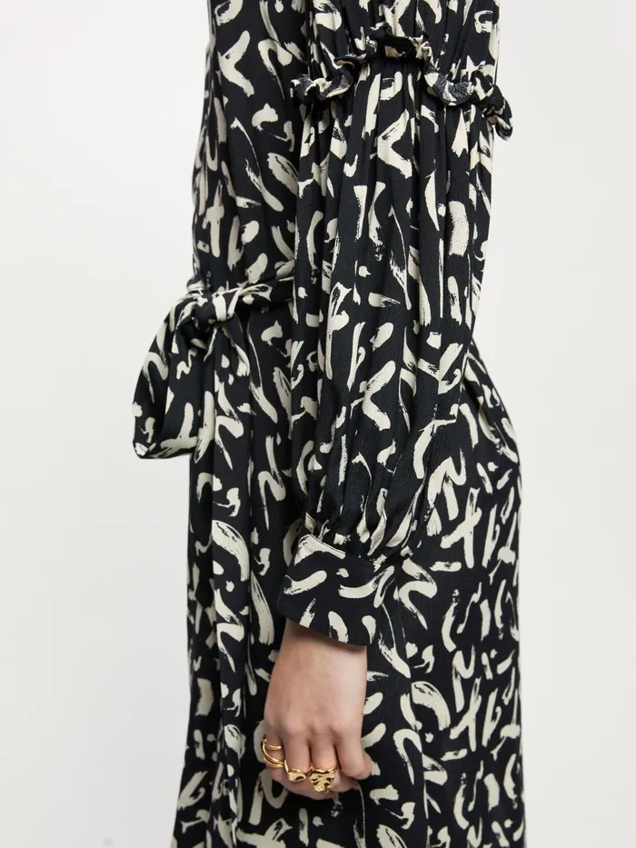 Jigsaw Dresses and Jumpsuits Women Dash Print Short Belted Dress Black