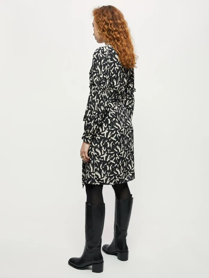 Jigsaw Dresses and Jumpsuits Women Dash Print Short Belted Dress Black