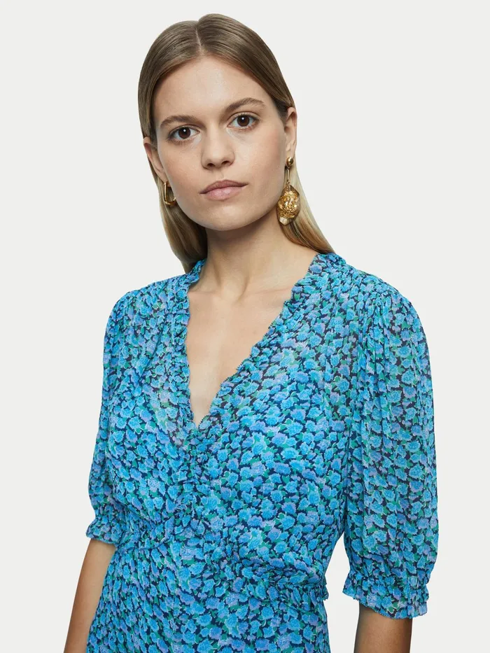 Jigsaw Dresses and Jumpsuits Women Hydrangea Crinkle Dress Blue
