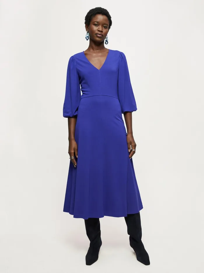 Jigsaw Dresses and Jumpsuits Women Jersey Puff Sleeve V Dress Purple