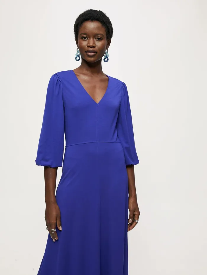 Jigsaw Dresses and Jumpsuits Women Jersey Puff Sleeve V Dress Purple