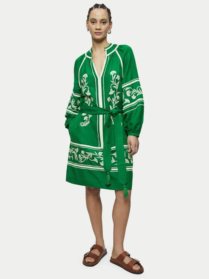 Jigsaw Dresses and Jumpsuits Women Linenblend Embroidery Dress Green
