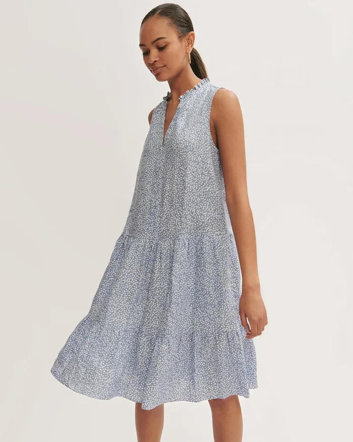 Jigsaw Dresses and Jumpsuits Women Linen Foliage Ditsy Dress Blue