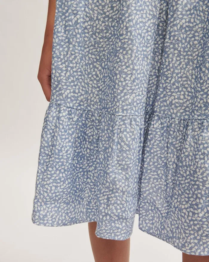 Jigsaw Dresses and Jumpsuits Women Linen Foliage Ditsy Dress Blue