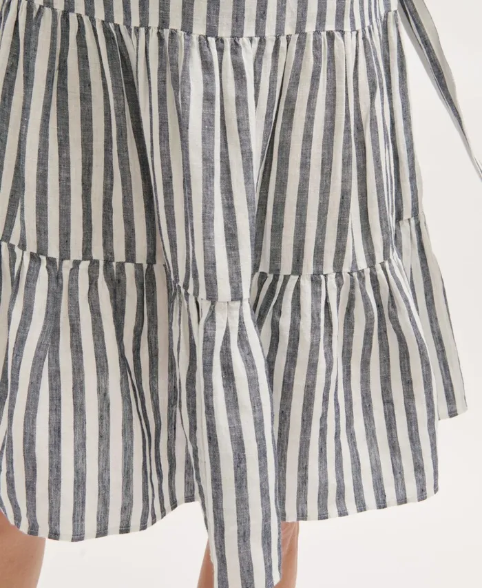 Jigsaw Dresses and Jumpsuits Women Linen Stripe Short Dress Blue