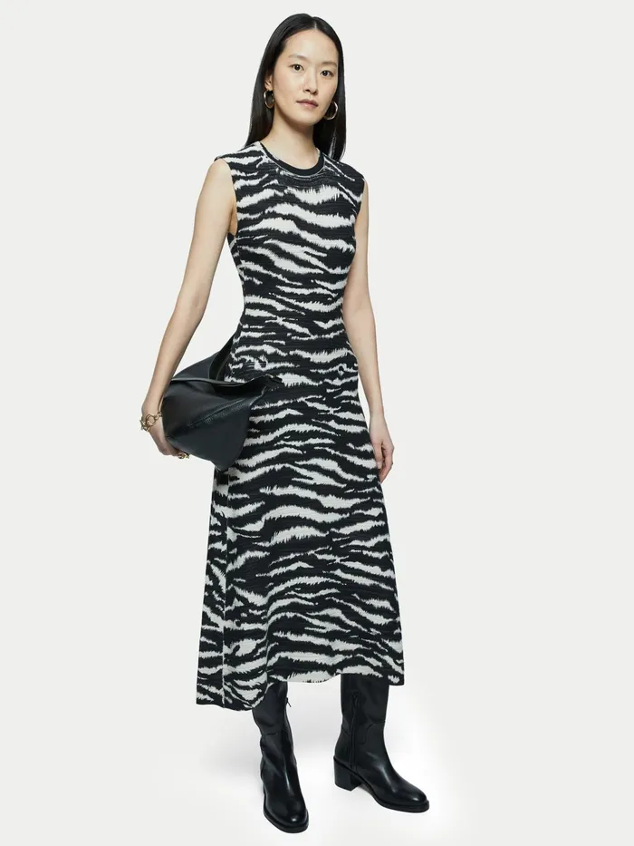 Jigsaw Dresses and Jumpsuits Women Zebra Print Knitted Dress Black