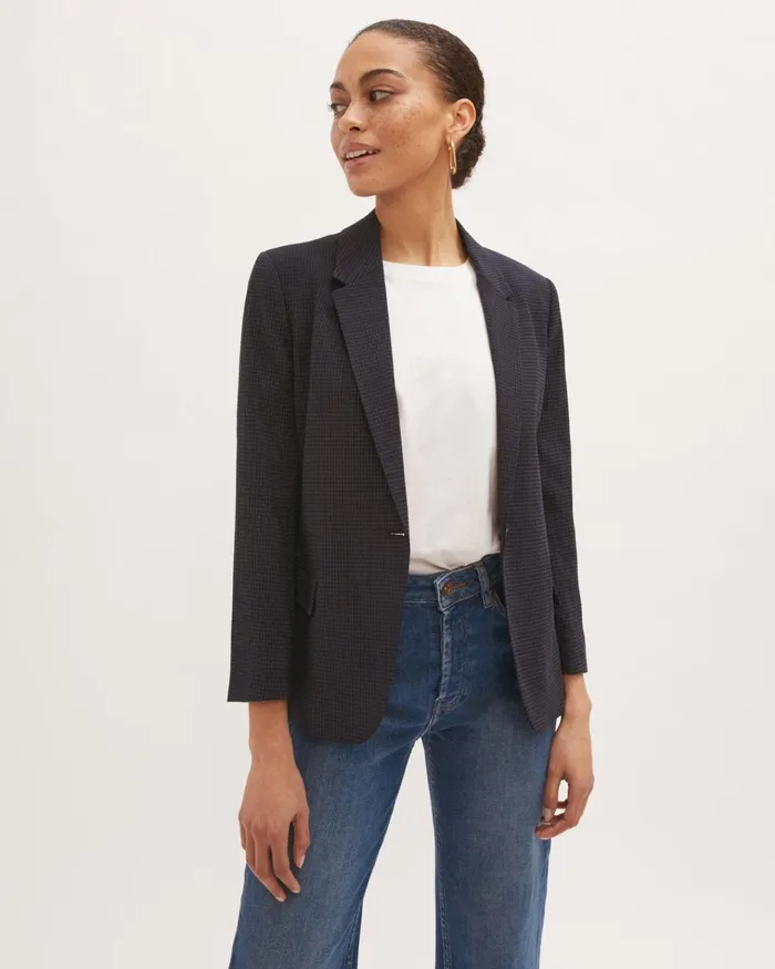 Jigsaw Jackets Women Check Portofino Suit Jacket Blue