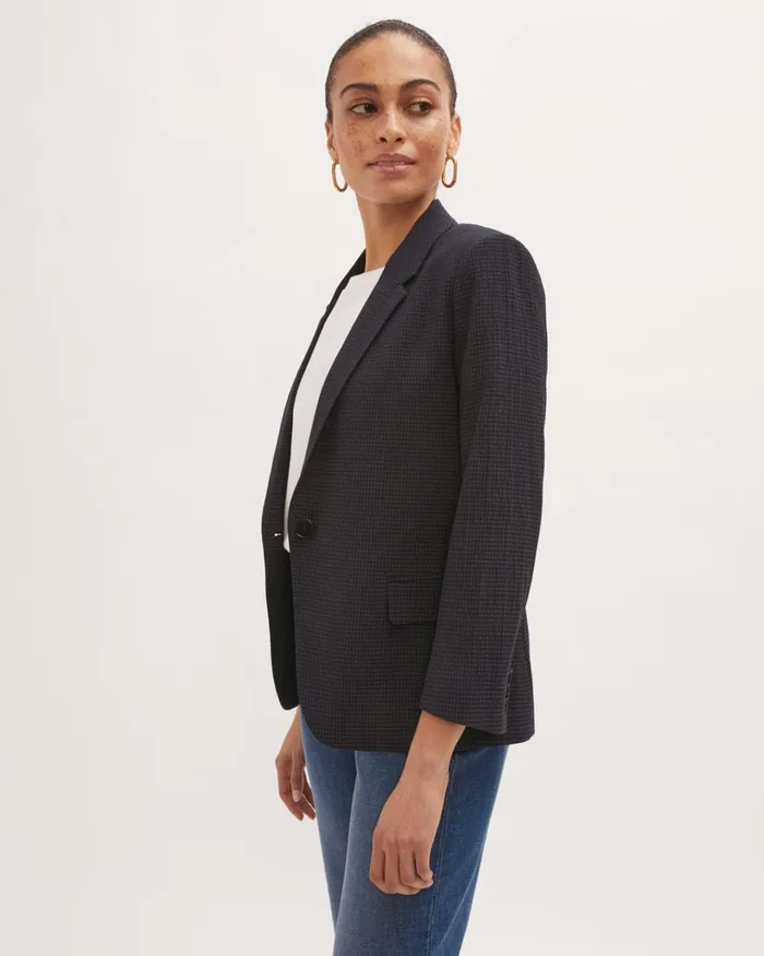Jigsaw Jackets Women Check Portofino Suit Jacket Blue