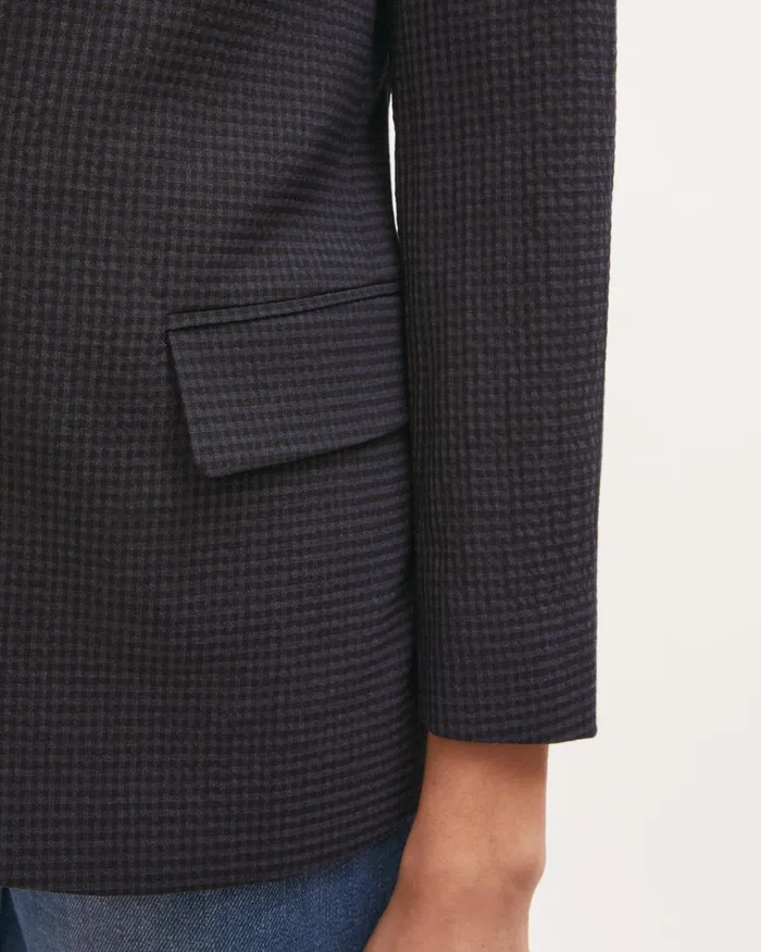 Jigsaw Jackets Women Check Portofino Suit Jacket Blue