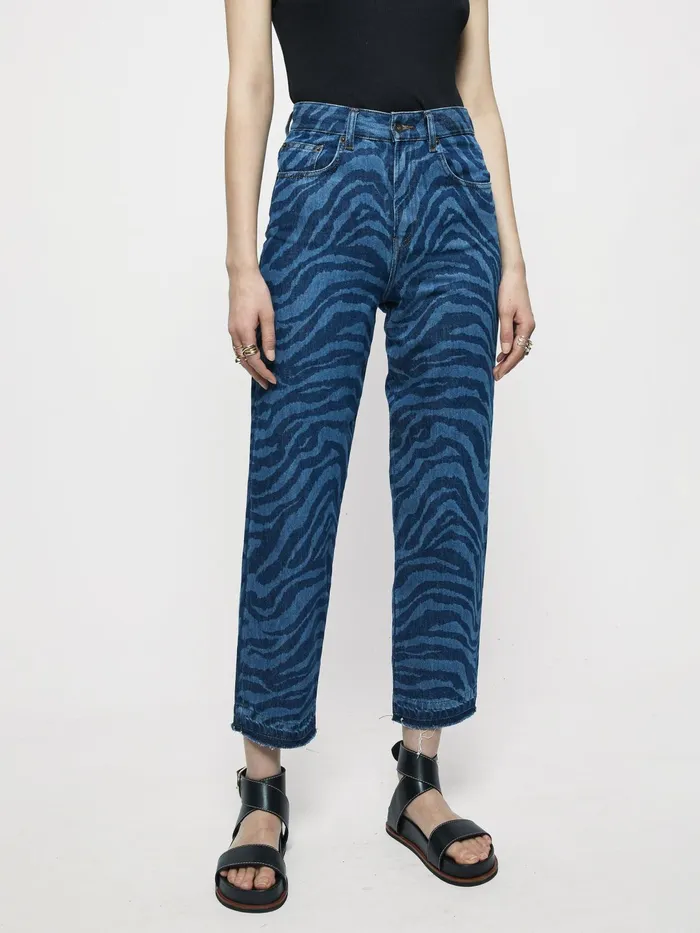 Jigsaw Jeans Women Zebra Delmont Leg Jean Blue
