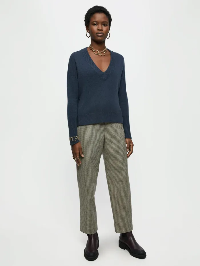 Jigsaw Knitwear and Cashmere Women Boxy Cashmere V Jumper Grey