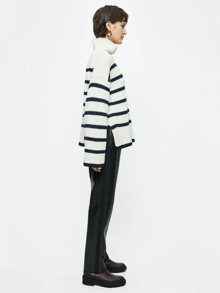 Jigsaw Knitwear and Cashmere Women Fishermans Rib Stripe Jumper Cream