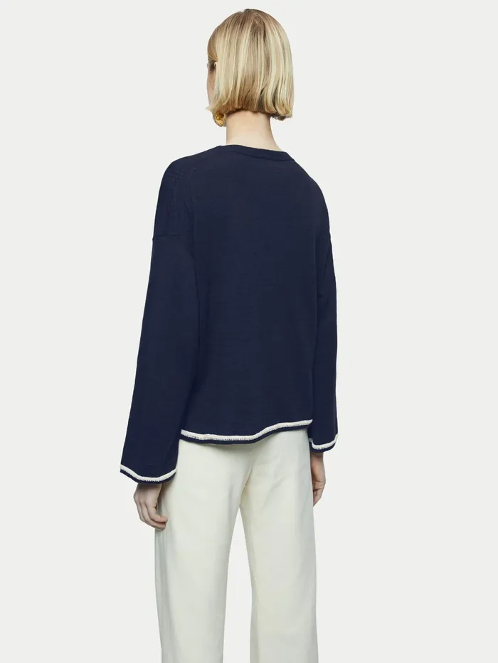 Jigsaw Knitwear and Cashmere Women Linen Cotton Embroidered Jumper Black