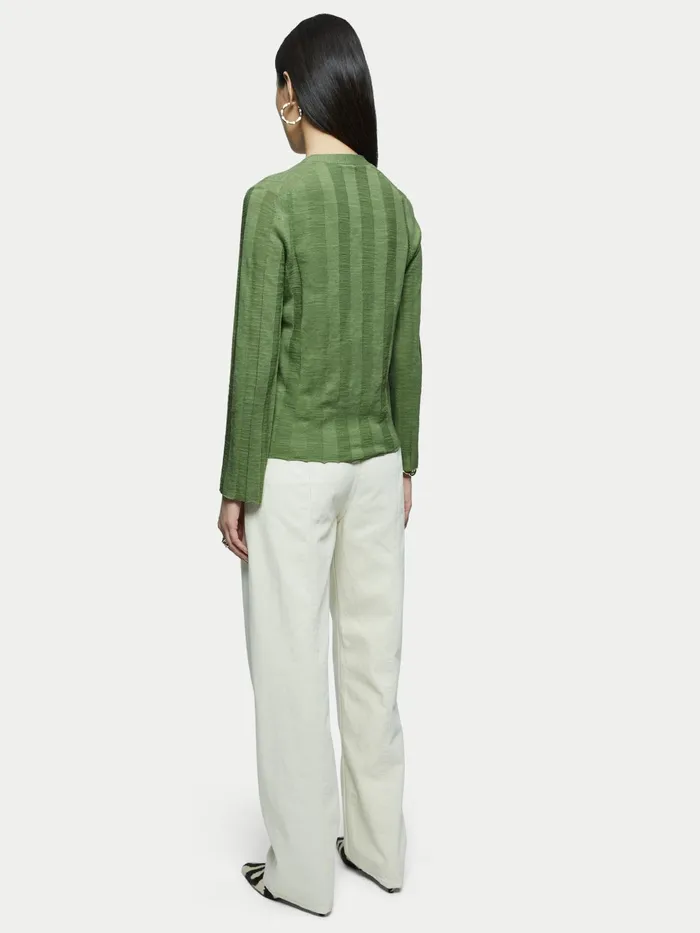 Jigsaw Knitwear and Cashmere Women Linen Cotton V Neck Cardigan Green