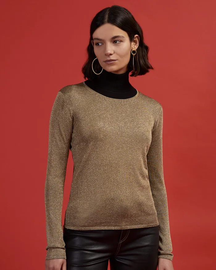 Jigsaw Knitwear and Cashmere Women Lurex Blend Crew Neck Jumper Yellow