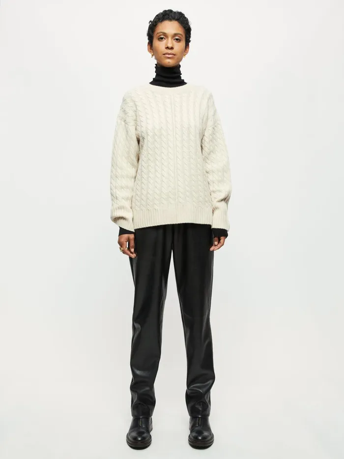 Jigsaw Knitwear and Cashmere Women Merino Cashmere Cable Jumper Cream