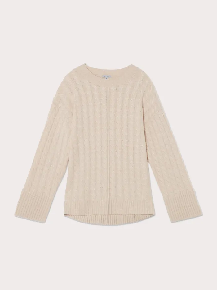 Jigsaw Knitwear and Cashmere Women Merino Cashmere Cable Jumper Cream