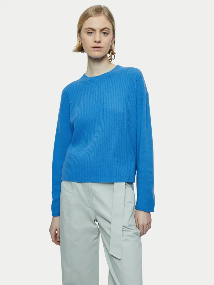 Jigsaw Knitwear and Cashmere Women Merino Cashmere Crew Jumper Blue