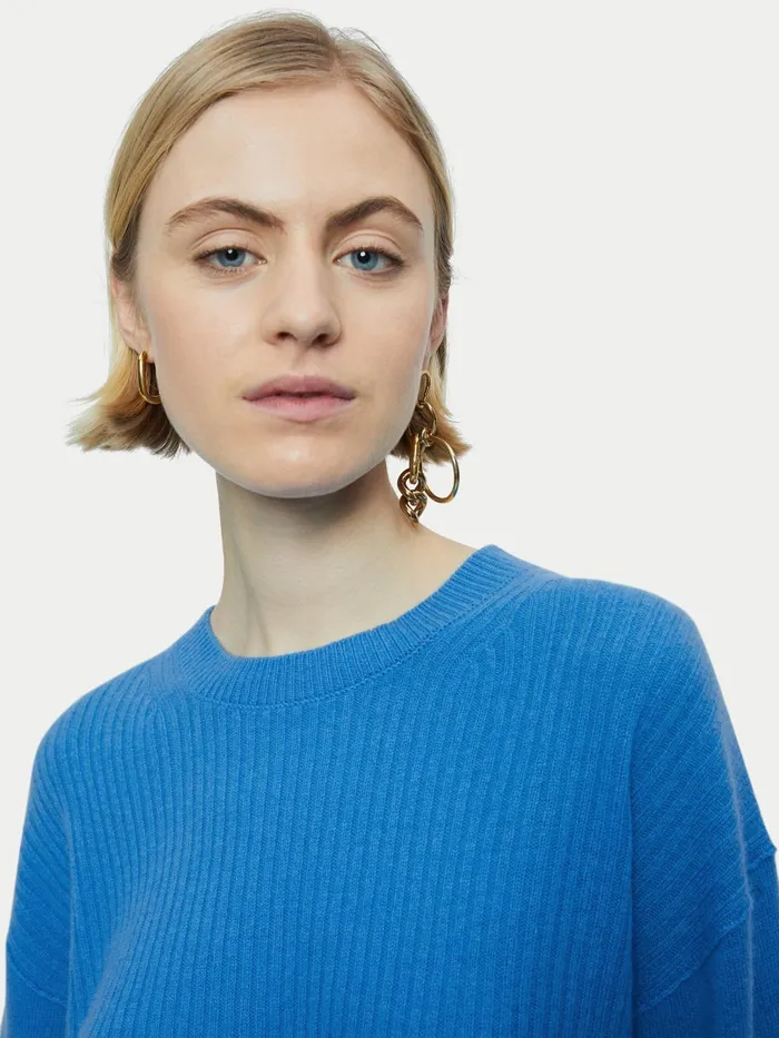 Jigsaw Knitwear and Cashmere Women Merino Cashmere Crew Jumper Blue