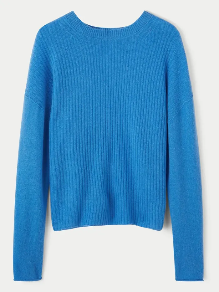 Jigsaw Knitwear and Cashmere Women Merino Cashmere Crew Jumper Blue
