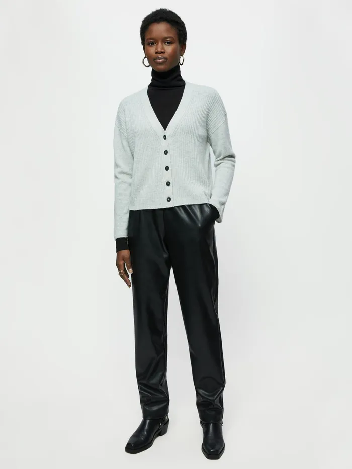 Jigsaw Knitwear and Cashmere Women Merino Cashmere Rib Cardigan Grey