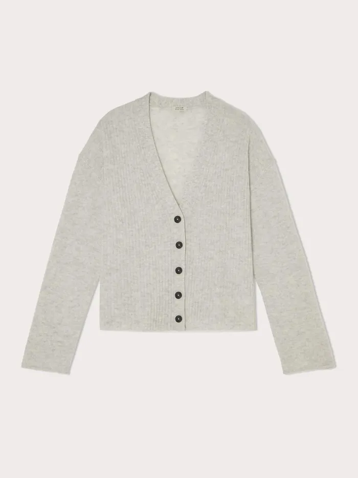 Jigsaw Knitwear and Cashmere Women Merino Cashmere Rib Cardigan Grey