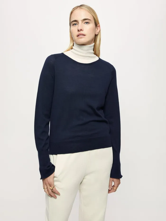 Jigsaw Knitwear and Cashmere Women Merino Crew Neck Jumper Blue