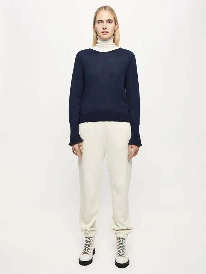 Jigsaw Knitwear and Cashmere Women Merino Crew Neck Jumper Blue