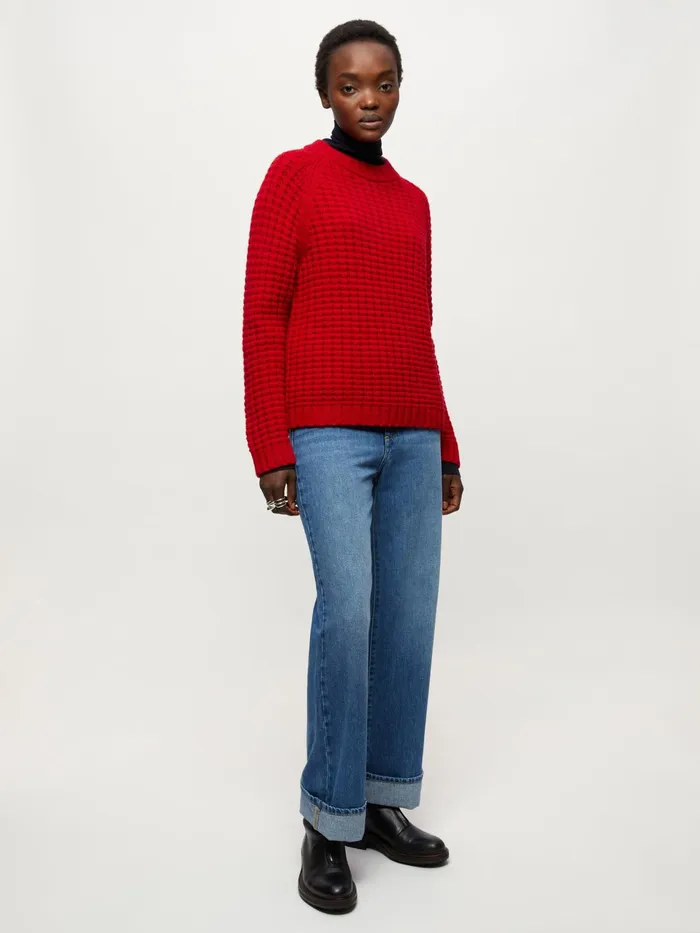 Jigsaw Knitwear and Cashmere Women Merino Honeycomb Jumper Red