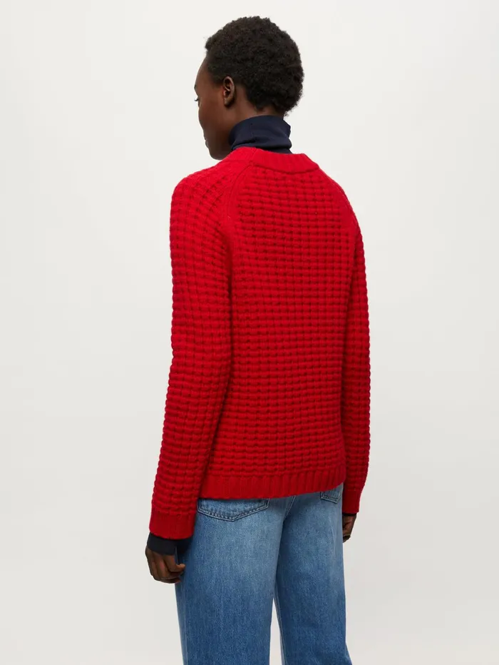 Jigsaw Knitwear and Cashmere Women Merino Honeycomb Jumper Red