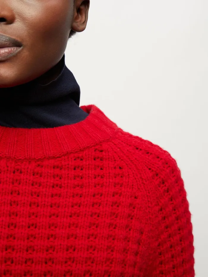 Jigsaw Knitwear and Cashmere Women Merino Honeycomb Jumper Red