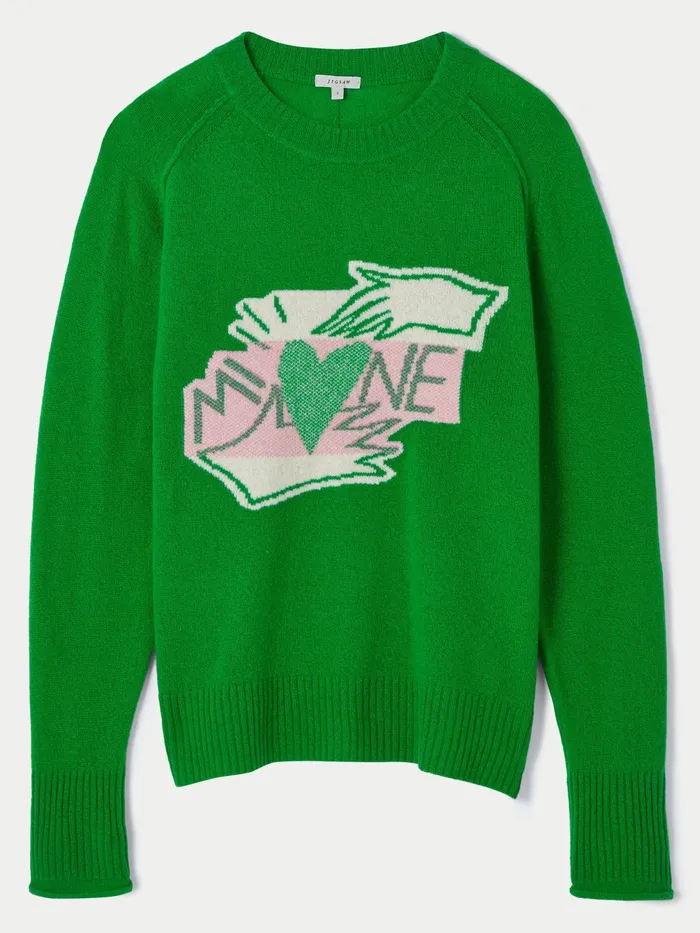 Jigsaw Knitwear and Cashmere Women Merino Mine Intarsia Jumper Green