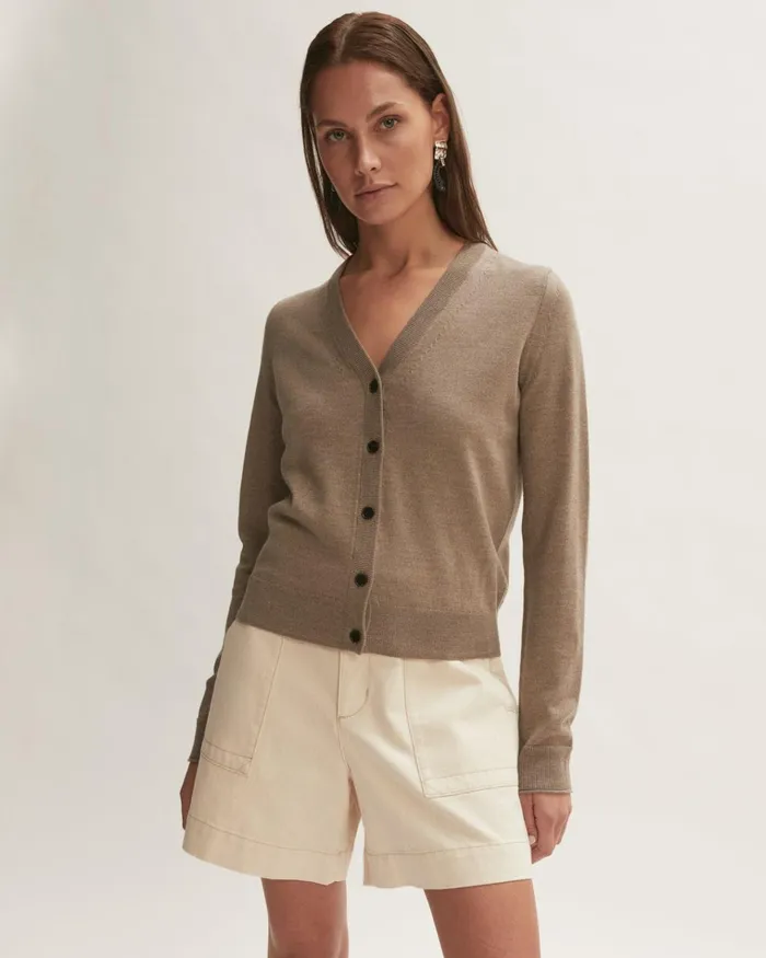 Jigsaw Knitwear and Cashmere Women Merino V Neck Cardigan Brown