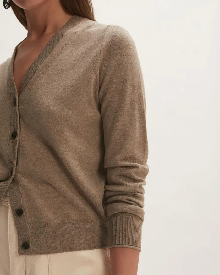 Jigsaw Knitwear and Cashmere Women Merino V Neck Cardigan Brown