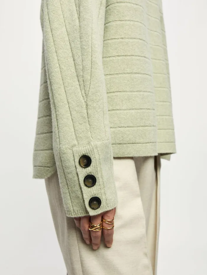 Jigsaw Knitwear and Cashmere Women Soft Wool Rib Polo Jumper Green