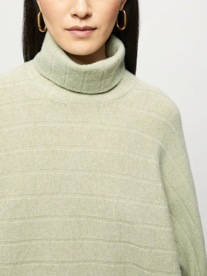 Jigsaw Knitwear and Cashmere Women Soft Wool Rib Polo Jumper Green