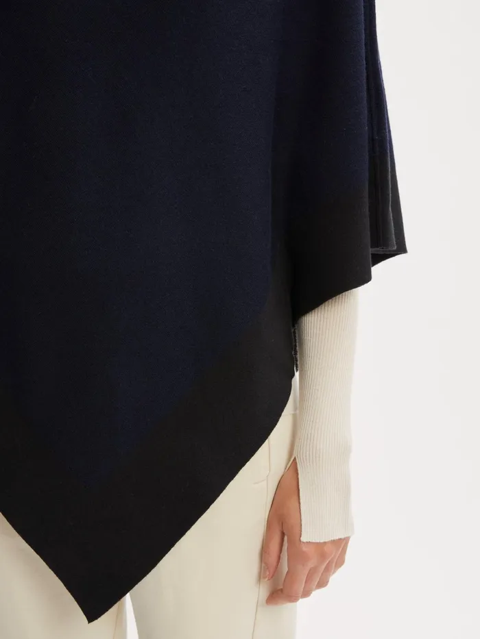Jigsaw Knitwear and Cashmere Women Wool Blend Border Poncho Blue