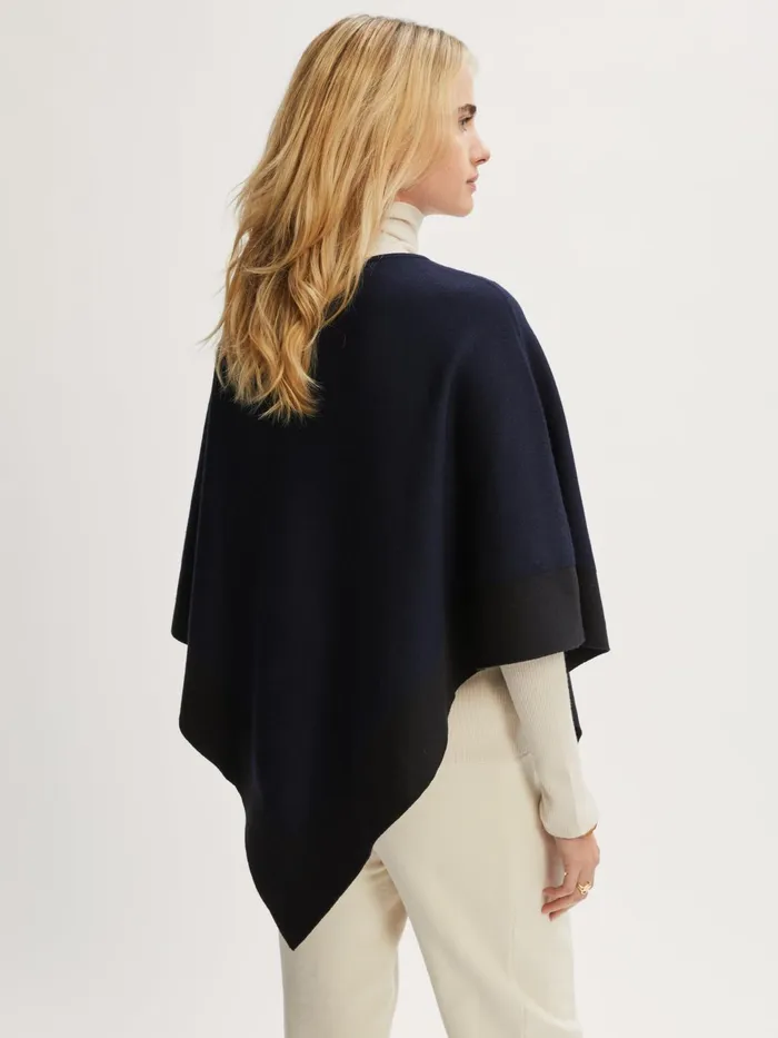Jigsaw Knitwear and Cashmere Women Wool Blend Border Poncho Blue
