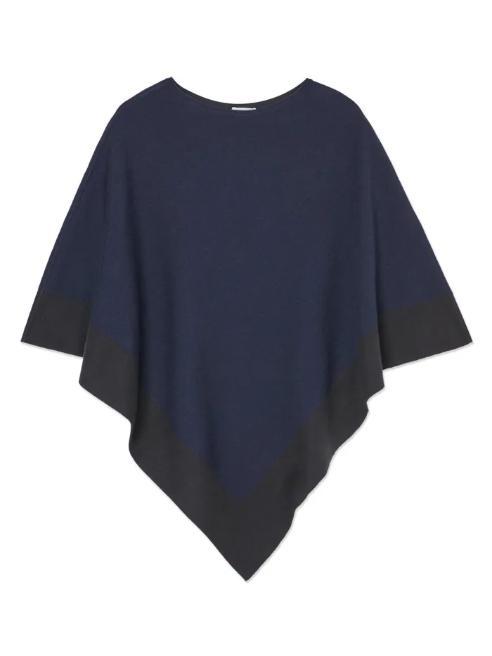 Jigsaw Knitwear and Cashmere Women Wool Blend Border Poncho Blue