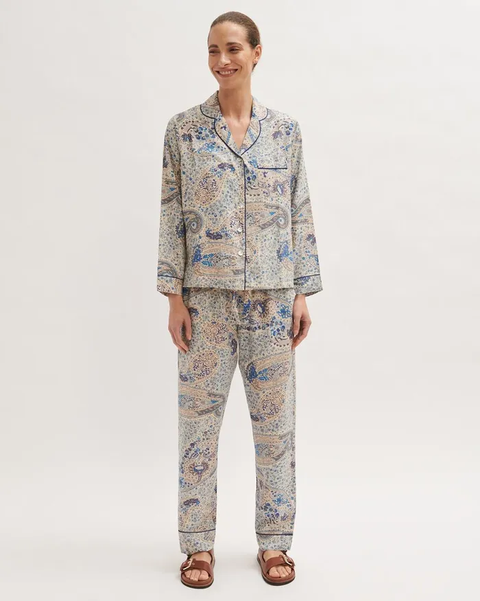 Jigsaw Pyjamas and Loungewear Women Antique Paisley Pyjama Trouser Blue